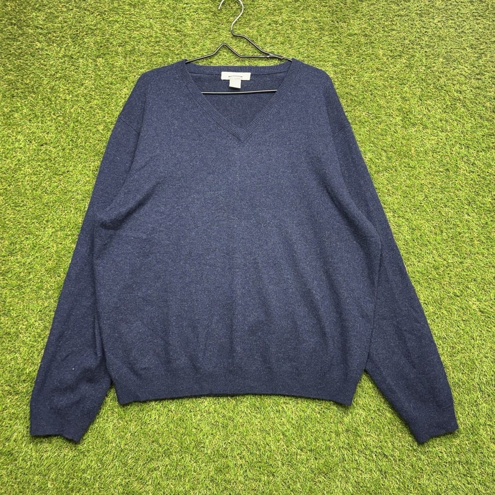 Stafford Executive 100% Cashmere Sweater Mens XL Solid Blue Lightweight Preppy
